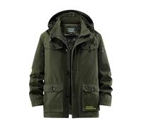 Dmmtot Veste d'hiver pour homme - Rembourrée - Chaud - Épais - Thermique - Avec capuche - Vintage - Plusieurs poches - Veste de neige - Veste d'extérieur froide - Rugby - Grande taille M-6XL, Vert