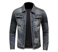 Dmmtot Veste en jean pour homme - Veste d'hiver vintage - Veste à manches longues - Col montant - Classique - Pour le quotidien - Streetwear - Tennis - Grande taille M-4XL, Bleu-3., 3XL
