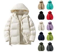 Dmmtot Vestes rembourrées d'hiver pour hommes - Doudoune d'hiver avec capuche - Vestes imperméables - Vestes pelucheuses épaisses et chaudes - Fermeture éclair intégrale - Vestes à manches longues -