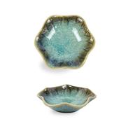 Dmnnlp Lot de 2 petits bols en céramique en forme de fleur pour sachets de thé, sauce soja, bols à goûter, petits bols de 11 cm pour sauces, sushis, apéritifs, collations et soja (vert)