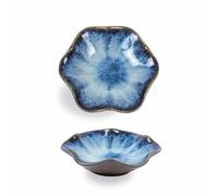 Dmnnlp Lot de 2 petits bols en céramique en forme de fleur pour sachets de thé, sauce soja, bols à goûter, petits bols de 11 cm pour sauces, sushis, apéritifs, collations et soja (gris)