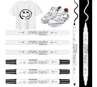 DMNQ 6 Pcs Feutre Blanc Indelebile Marqueur Blanc Indelebile Double Tête Marqueur IndéLébile Feutre Noir Marqueur Imperméable À Double Pointe Textiles Linge Sacs