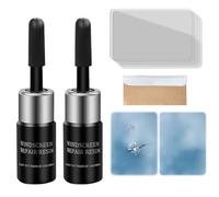 DMNQ Kit De RéParation De Vitres 2 PièCes Liquide De RéParation D'éClats De Pierre Kit De RéParation De Vitres De Pare-Brise pour RéParer Les Fissures D'éToile Et De Croissant De Pare-Brise Noir