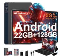 DMOAO Tablette Android 14 avec 22 Go de RAM 128 Go de ROM, Tablette Tactile 10 Pouces avec WideVine L1, 8000 mAh, Octa-Core 1 to Extensible, WiFi 5G, 8MP+5MP, Tablette avec Clavier, BT5.0/GPS, Gris