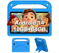DMOAO Tablette Enfants 7 Pouces, Tablette Android 14 avec 5G Wi-FI 6, 10Go RAM+64Go ROM(TF 1To), Tablette Tactile Octa-Core, Widevine L1, 3500mAh, Contrôle Parental Tablette Enfant avec EVA Cas, Bleu