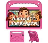 DMOAO Tablette Enfants 7 Pouces, Tablette Android 14 avec 5G Wi-FI 6, 10Go RAM+64Go ROM(TF 1To), Tablette Tactile Octa-Core, Widevine L1, 3500mAh, Contrôle Parental Tablette Enfant avec EVA Cas,Rose