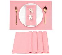 D'Moksha Homes Lot de 4 napperons en lin 100 % pur lin - Lavables - Rose poudré - 35,6 x 48,3 cm - Rose poudré