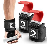 DMoose Fitness Crochets d'haltérophilie pour Hommes et Femmes (Paire) - Rembourrage de Poignet de 8 mm d'épaisseur - poignées d'haltérophilie pour Powerlifting, Shrugs, Rows et Deadlift