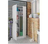 Dmora - Abadubidu armoire polyvalente 2 portes, 73x37xh180 cm, Blanc, Panneau effet bois