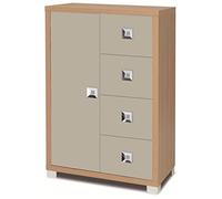 Dmora Armoire 1 porte 4 tiroirs 2 étagères réglables