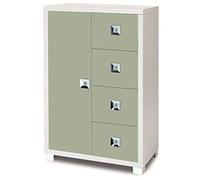 Dmora Armoire 1 porte 4 tiroirs 2 étagères réglables