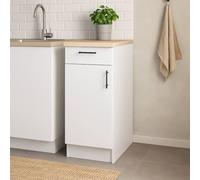 Dmora - Armoire 1 Porte avec tiroir Casnigo, Module de Rangement Mixte, Base de Cuisine, Module Multifonction, 40x60 h90 cm, Blanc et Chêne