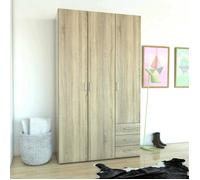 Dmora - Armoire 3 portes Suzette, 115,8 x 49,5 x 200,4 cm, chêne, Panneau effet bois