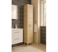 Dmora - Armoire à colonnes Hollywood, Meuble de salle de bain avec 2 portes, Armoire murale avec 2 étagères, 30x25h182 cm, Chêne