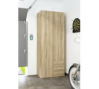 Dmora - Armoire à Deux Portes et Trois tiroirs, Couleur chêne, 77 x 49 x h200 cm