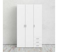 Dmora - Armoire à trois portes et trois tiroirs, couleur blanche, Dimensions 115 x 200 x 49 cm