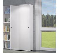Dmora - Armoire Dalia, Armoire avec 2 Portes coulissantes et 4 étagères, mobilier de Chambre Polyvalent Moderne, 100% Made in Italy, 90x45h195 cm, Blanc