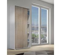 Dmora - Armoire Dalia, armoire avec 2 portes coulissantes et 4 étagères, mobilier de chambre polyvalent moderne, 100% Made in Italy, 90x45h195 cm, Chêne et Blanc