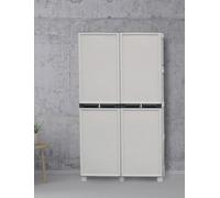 Dmora - Armoire d'extérieur Liège, Mobilier d'extérieur, Armoire de buanderie Polyvalente, 100% Made in Italy, Gris Clair, 100x39h172 cm
