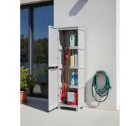 Dmora - Armoire d'extérieur Liège, Mobilier d'extérieur, Armoire de buanderie Polyvalente, 100% Made in Italy, Gris Clair, 50x39h172 cm