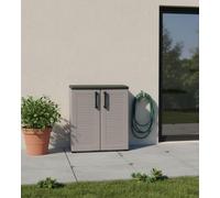 Dmora - Armoire d'extérieur Mol, Armoire de Balcon Polyvalente, Armoire d'extérieur avec 2 Portes, 100% Made in Italy, 68x37h84 cm, Finition rayée, Gris et Noir