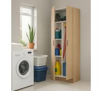 Dmora - Armoire multifonction 2 portes Charleston, meuble à balais, meuble à chaussures avec étagères, penderie porte-chaussures, 73 x 37 x 180 cm, chêne