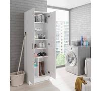 Dmora - Armoire multifonction 2 portes Portsmouth, meuble auxiliaire, armoire à chaussures moderne, meuble à chaussures vertical, 59 x 37 x 180 cm, blanc