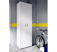 Dmora - Armoire multifonction 2 portes Serro, meuble multifonction, armoire à chaussures, 61x35h190 cm, blanc