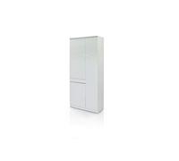 Dmora Armoire multifonction avec une porte à droite et à gauche deux portes séparées par un tiroir, couleur blanche, 77 x 34 x 183 cm.
