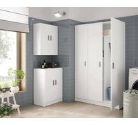 Dmora - Armoire murale Detroit, Armoire auxiliaire avec 2 portes, Armoire polyvalente pour salle de bain ou buanderie, 59x27h60 cm, Blanc