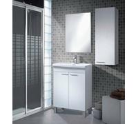 Dmora - Armoire murale Torrance, Armoire colonne de salle de bain avec 1 porte, Armoire murale suspendue avec 1 étagère, 30x25h85 cm, Blanc brillant