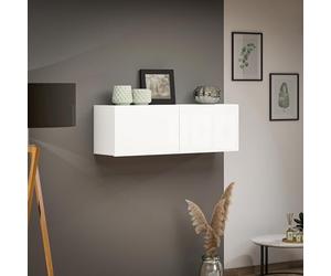 Dmora - Armoire Murale Worcester, Armoire Suspendue, Etagère Murale, Armoire auxiliaire multifonctionnelle, Made in Italy, 113x39h37 cm, Blanc Brillant