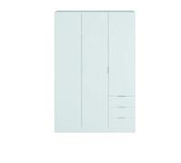 DMORA Armoire penderie, 3 Portes + 3 tiroirs-cm. 121 x 180 x 52 cm, Bois, Blanc, UNICO
