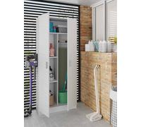 Dmora - Armoire polyvalent Charleston, Armoire à balais avec 2 portes, Étagère à chaussures avec étagères, Placard à balai, 73x37h180 cm, Blanc