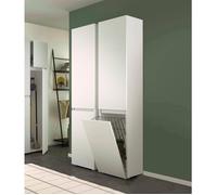 Dmora - Armoire polyvalente 2 portes Aro, 45x37xh195 cm, Blanc, Panneau effet bois