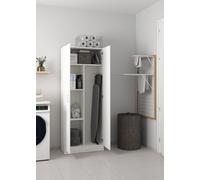 Dmora - Armoire polyvalente 2 portes Charleston, meuble à balais, étagère à chaussures avec étagères, armoire à chaussures, 73 x 37 cm x 180 cm, blanc