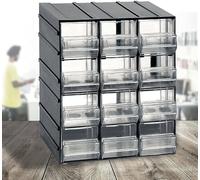 Dmora - Armoire polyvalente 2 portes Tienen, Armoire pour petites pièces, Armoire pour conteneurs à outils, 100% Made in Italy, 19x15h23 cm, Anthracite, 12 tiroirs