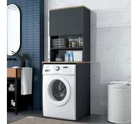 Dmora - Armoire Polyvalente à 2 Portes Bellona, Meubles multifonctionnels, Casier à Chaussures, Support à Chaussures pour Armoire, 65x60h184 cm, Noyer et Anthracite