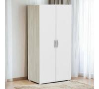 Dmora - Armoire Polyvalente à 2 Portes Seine, Meubles multifonctionnels, Casier à Chaussures, Support à Chaussures pour Armoire, 79x52 h166 cm, Chêne et Blanc Mat