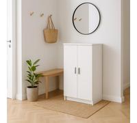 Dmora - Armoire Polyvalente à 2 Portes Tarn, Meubles multifonctionnels, Casier à Chaussures, Support à Chaussures pour Armoire, 55x35 h108 cm, Blanc Mat