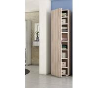 Dmora - Armoire polyvalente Fiordaliso, Armoire linéaire avec 1 porte et 7 étagères, Colonne pour entrée ou salle de bain, Étagère à chaussures moderne, 100% Made in Italy, 50x30h182 cm, Olmo