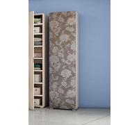 Dmora - Armoire polyvalente Fiordaliso, Armoire linéaire avec 1 porte et 7 étagères, Colonne pour entrée ou salle de bain, Étagère à chaussures moderne, 100% Made in Italy, 50x30h182 cm, Orme et motif