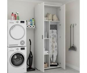 Dmora - Armoire Polyvalente Forcola à 2 Portes, Multifonctionnelle Porte-Balai et Chaussures, 78x35h190 cm, Blanc