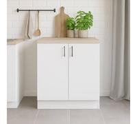 Dmora - Armoire pour évier 2 Portes Deruta, Base sous-évier, Armoire avec Portes, Structure de Base pour évier, 80x60 h90 cm, Blanc et Chêne