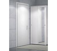 Dmora - Armoire Tulipano, Armoire avec 2 portes coulissantes et miroir, Armoire avec tringle à vêtements et étagères, 100% Made in Italy, 90x45h195 cm, Blanc