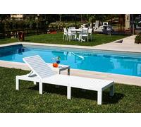 Dmora - Bains de soleil Caserta, Chaise longue de jardin réglable, Chaise longue d'extérieur, 100% Made in Italy, 195x65h78 cm, Blanc