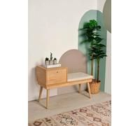 Dmora Banc d'extérieur Aeliana, Banc de Jardin, Assise extérieure Multi-Positions, Chaise en Plastique de Balcon, 40 x 105 h45 cm, chêne et crème