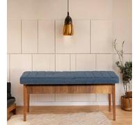 Dmora - Banc Muliphein, Banc Polyvalent, Sièges pour Les invités, Coffre Multifonctionnel, 110x40 h48 cm, Noyer et Bleu