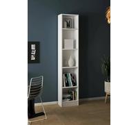 Dmora - Bibliothèque à Cinq Compartiments, Couleur Blanche, 40 x 203 x 26 cm