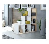 Dmora - Bibliothèque Abilu 108 x 28 x h110 cm blanc chêne Panneau effet bois